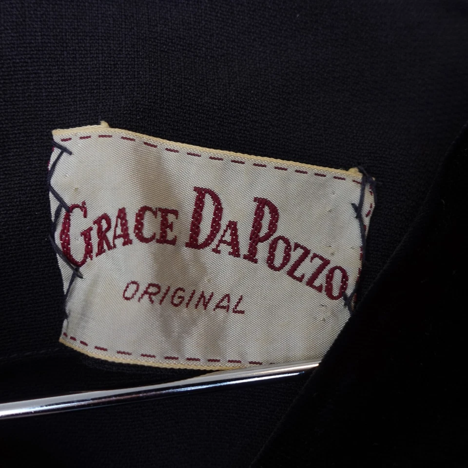 1950s Vintage Grace Da Pozzo Princess Coat Large Black Velvet Trim Cape Collar - Image 3 of 4