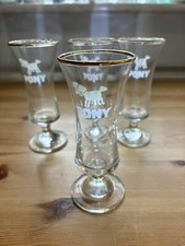 4 Vintage Pony Drinks Glasses With Gilded Rims