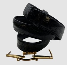Versace Men's Black Croc-Effect Leather Belt Size 34 in/85 cm