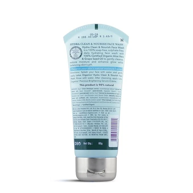 Lavado facial Lotus Organics+ Hydra Clean & Nourish para mujer y hombre | 100 % certificado Foto 2 de 4