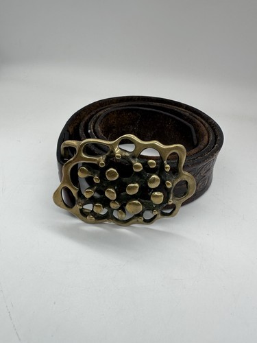 Fibbia cintura vintage Jack Boyd modernista brutalista metà secolo bronzo 'spore'