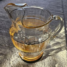 Art Deco Large Halloween Colors Water Lemonade Pitcher Orange Black Stripes...