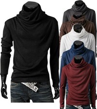 Men Warm Turtleneck T-Shirt Long Sleeve Pullover Undershirt Basic Tops Shirt