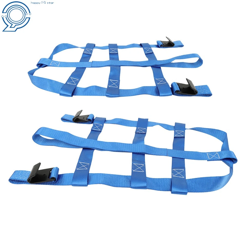 2 Car Heavy Duty Basket Tiedown Straps Tire Tow Dolly Wheel Net Set W/Flat Hooks - Image 3 of 4