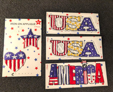 NEW LOT 5 iron-on fabric embroidered patches PATRIOTIC