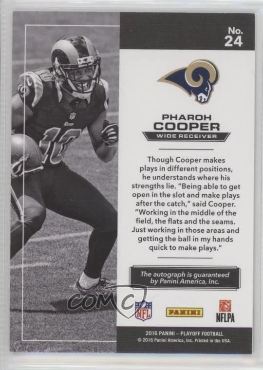 2016 Panini Playoff Rookie Auto Variations /25 Pharoh Cooper #24 Auto RC - Image 2 of 2