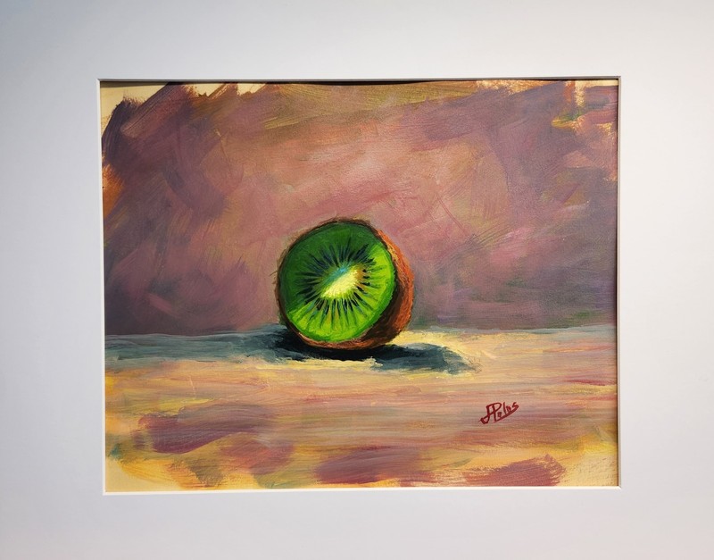 Original Acrylic Painting, acrylic painting on paper, Fruit, Kiwi