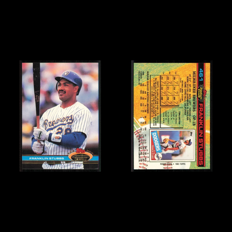 Franklin Stubbs #461 1991 Topps Stadium Club Milwaukee Brewers Baseball Card MLB - Image 3 of 3