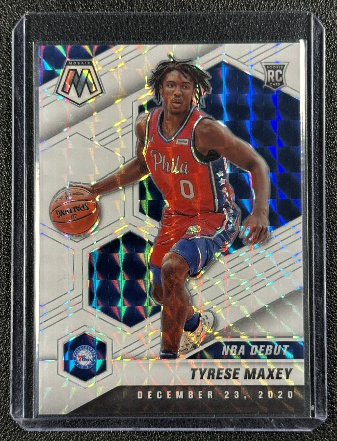 TYRESE MAXEY 2020-21 PANINI MOSAIC #263 ROOKIE WHITE PRIZM RC NBA DEBUT 2/25