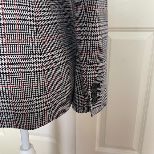 Talbots Navy Red Gray Glen Plaid Blazer Jacket Size 4 Classic Preppy Equestrian - Picture 7 of 7