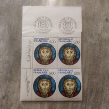 n 2637 Timbres premier jour 1990 Tête de Christ Signé Eugéne Lacaque Roget Druet
