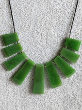 Canadian Nephrite Graduated Flat Jade Beaded Necklace Adjustable