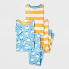 Cat  Jack 4 Piece Ducks  Striped Pajama Set: 2 Short Sleeve Shirts/2 Pants 5T