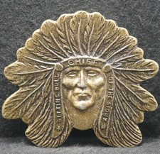 XF07138 NOS VINTAGE 1970s SITTING BULL OF THE SIOUX INDIAN CHIEF BELT BUCKLE