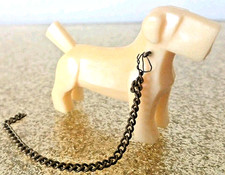 Vtg 2x1.5" Signed Japan Miniature Scottie Dog Figurine Celluloid Ornament Chain