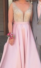 JVN by Jovani Pink Prom Dress Ball Gown Size 10 Beaded Sequins Crystals Formal