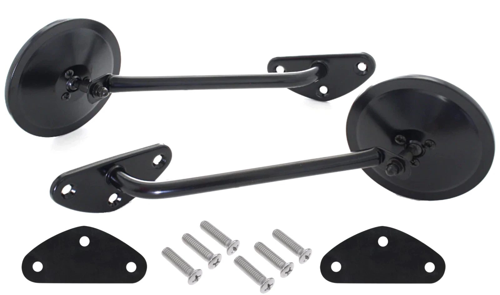 67-72 Chevy Truck Driver & Passenger Side View Black Round Door Mirrors & Arms