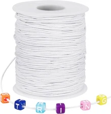 White Elastic String 328ft 1mm Stretchy Bead Cord for Bracelets Jewelry Crafts