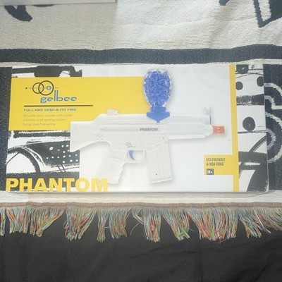 gelbee Phantom SMG Gel Blaster Gun White/Blue 500rd 120fps Semi/Full 7-8mm