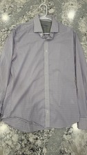 Twillory Performance Cotton Check Dress Shirt Tailored Fit M 32/33 Long Sleeve
