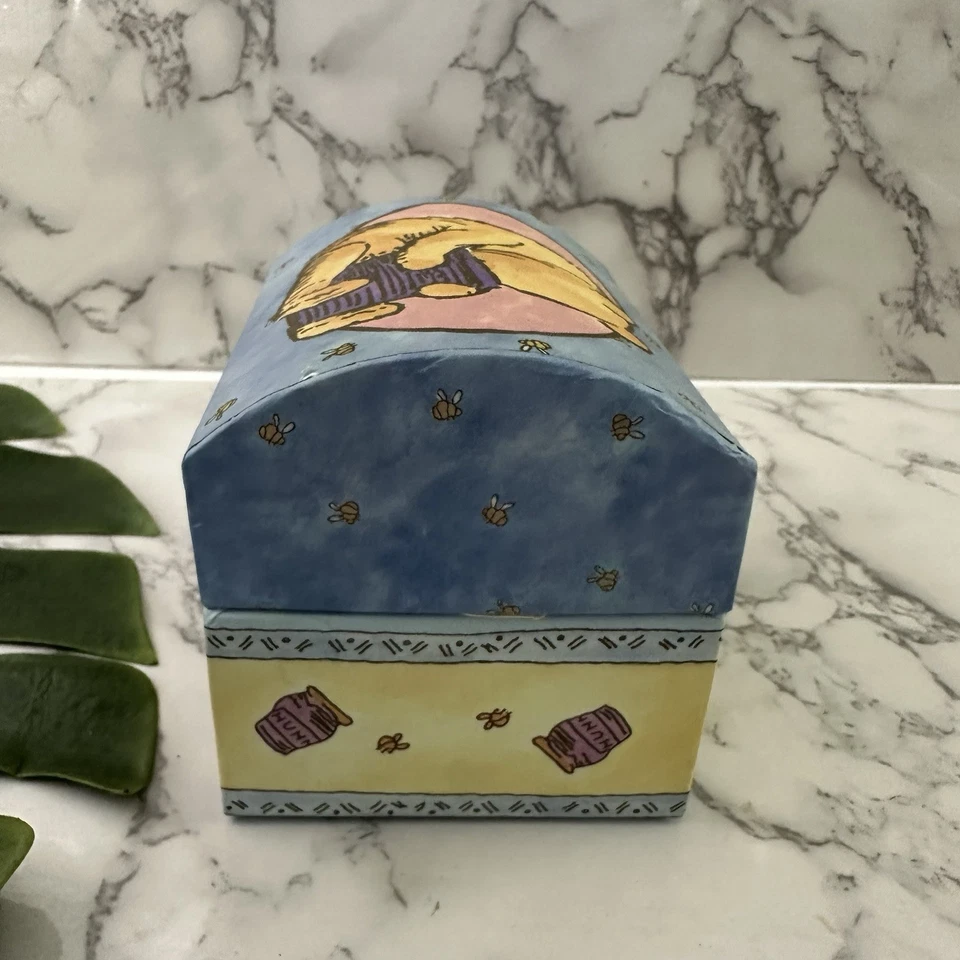 Classic Pooh Vintage Y2k Jewelry Box Small Blue Yellow Disney Winnie Pastel - Image 2 of 4