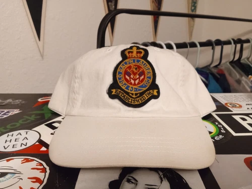 Chapeau à bretelles vintage Polo Ralph Lauren blanc/marine
