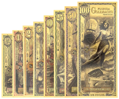 2025 Florida Goldback Set *ALPHA SERIES* (1/2, 1, 2, 5, 10, 25, 50