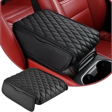 Universal Car Armrest Cushion Cover Center Console Box Pad Mat with Pocket black