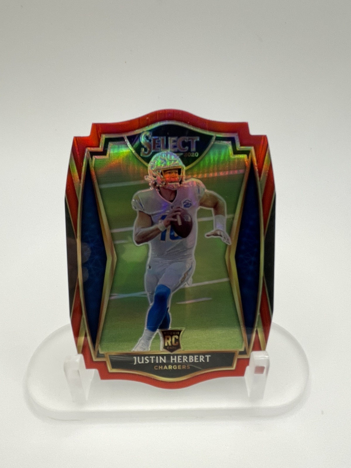 2020 Panini Select - Premier Level Justin Herbert #144 Red Prizm Die-Cut (RC)