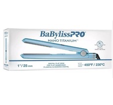 BaBylissPRO Nano Titanium Digital Flat Iron Hair Straightener 1” - 450°F Blue