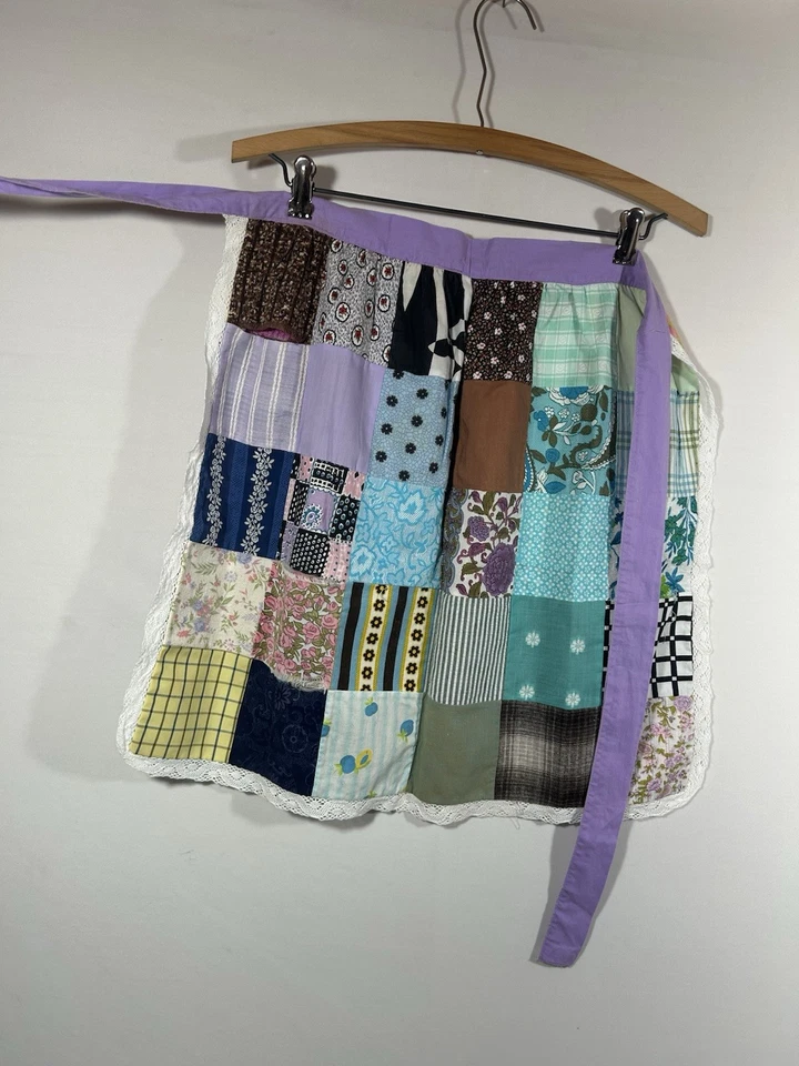 Delantal de cintura vintage de hasta 62"x19" mezcla de retazos tela acolchada núcleo de cabaña Foto 2 de 4