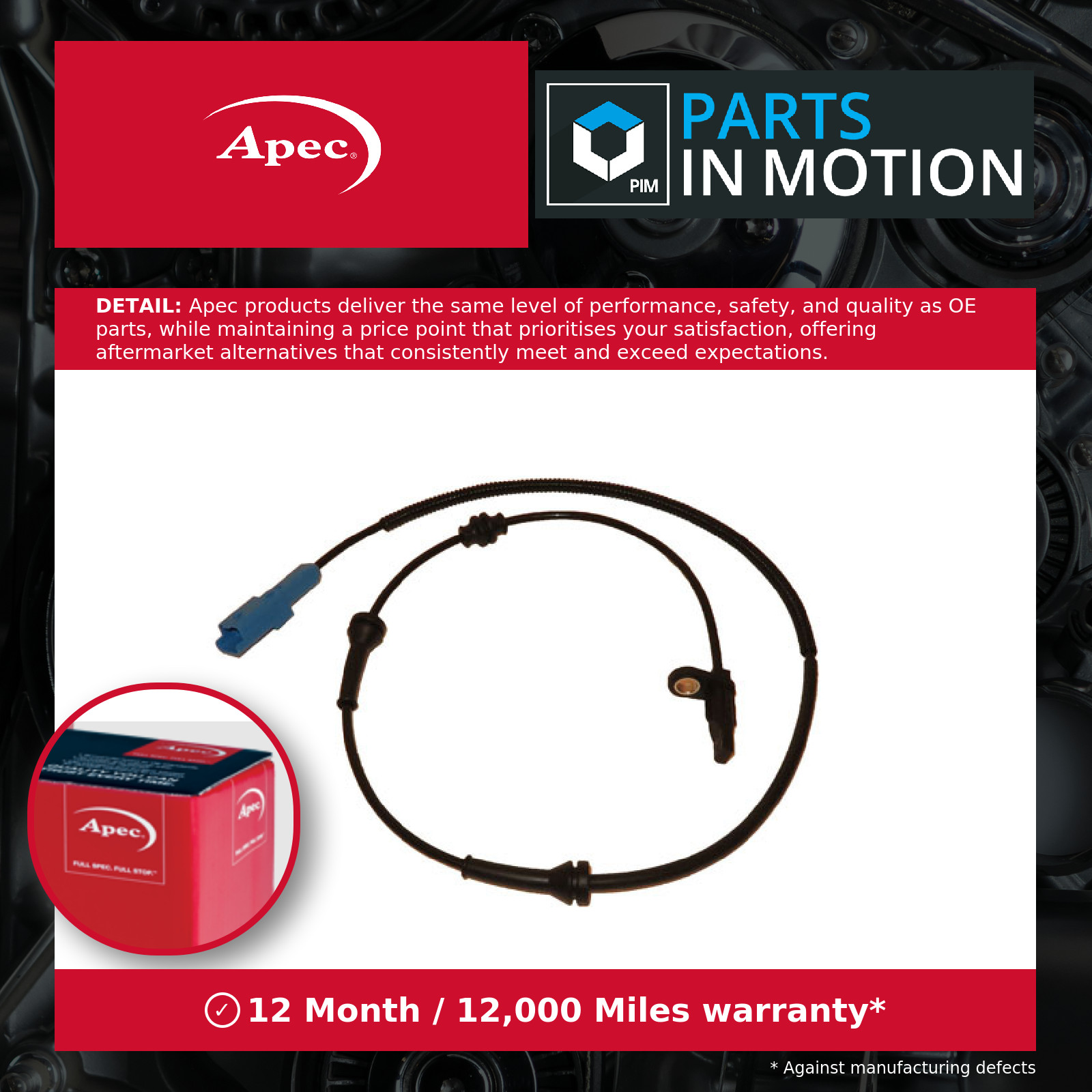 ABS Sensor ABS1053 Apec Wheel Speed 1635506480 4545E4 4545J9 96550678 3637200