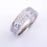 Cartier Love Ring B4087600 18K White Gold Pave Diamond Band US 6