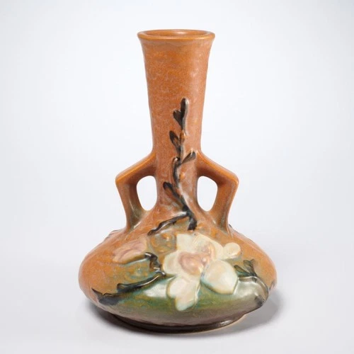 Vintage Roseville Brown Magnolia Vase 179-7"