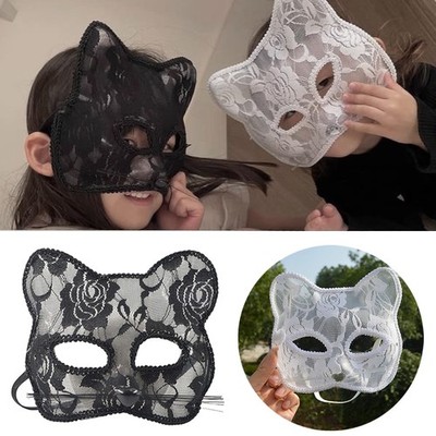 For Adult Costume Parties Black White Lace Face Mask Fits Cosplay Accessories