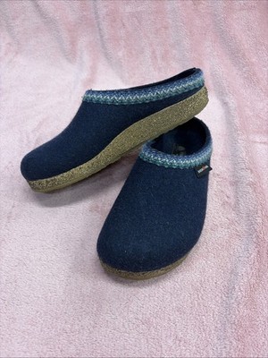 Haflinger Grizzly Zig Zag Captains Clog Women Blue, Size 41