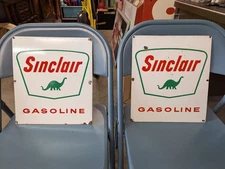 2-Pair Original 1960s Real SINCLAIR GASOLINE Porcelain Pump Plate Signs Gas Oil