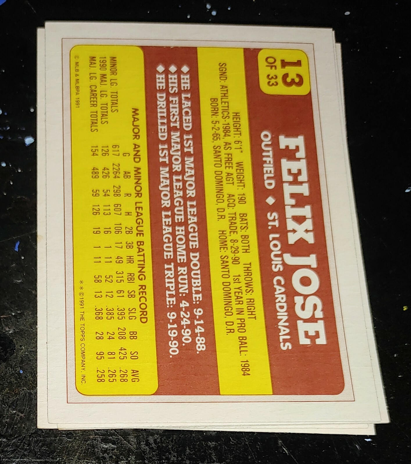 1991 Topps Toys R Us Rookies 13 Felix Jose for sale online eBay