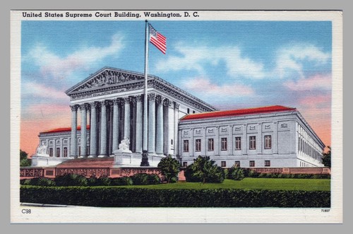 Linen Postcard US Supreme Court Building Washington DC