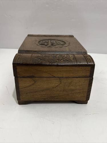 Vintage Hand Carved Asian Dragons Wood Jewelry Trinket Box With Mirror! - Picture 11 of 15