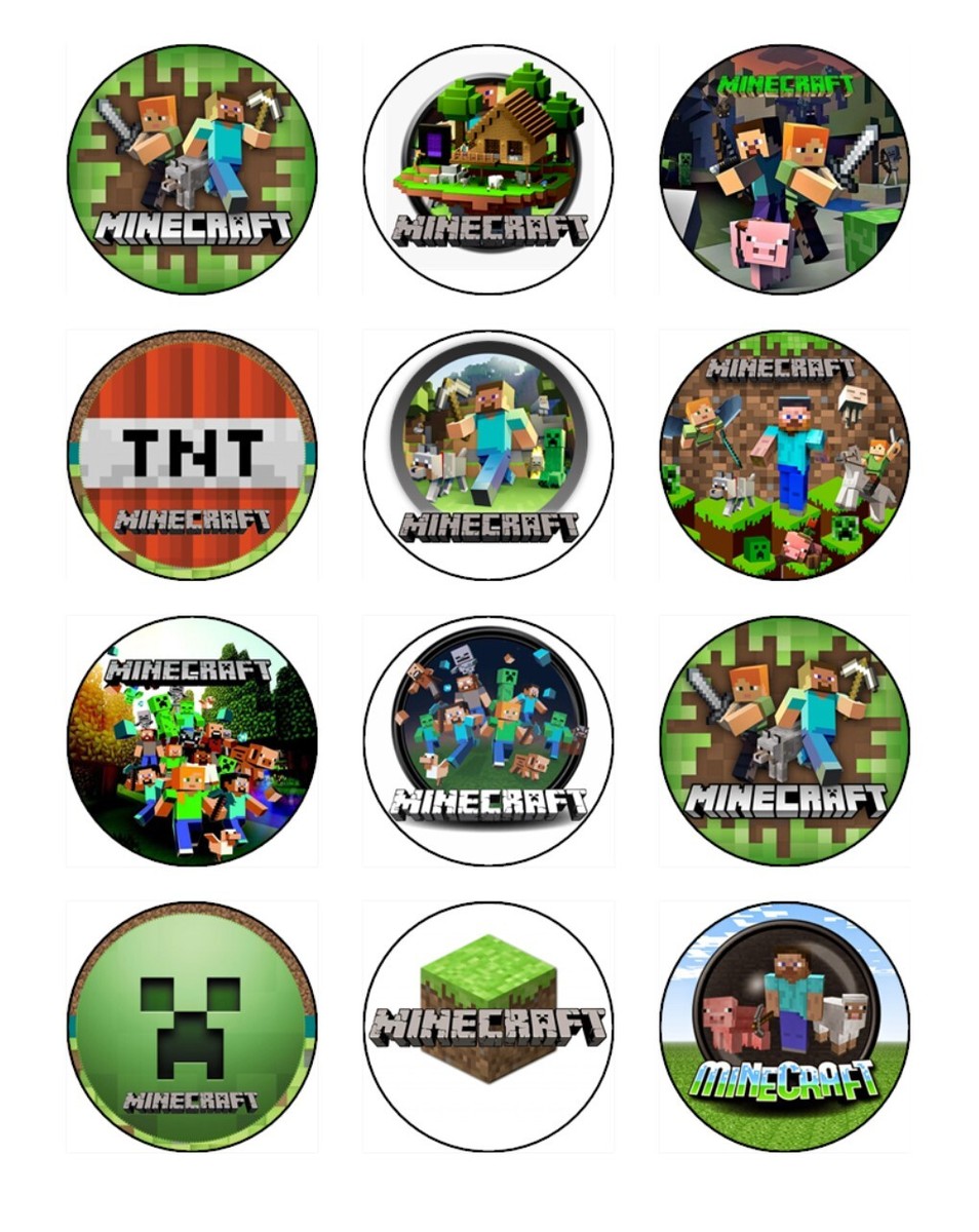 Mine craft Edible Cupcake Topper Wafer Birthday Cake Gaming Decoration (2 Sizes) | eBay mine-craft-edible-cupcake-topper-wafer-birthday-cake-gaming-decoration-2-sizes-ebay