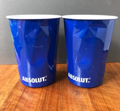 Absolut Vodka Facet Limited Edition blue plastic acrylic cups tumblers x2 - Image 1 of 4