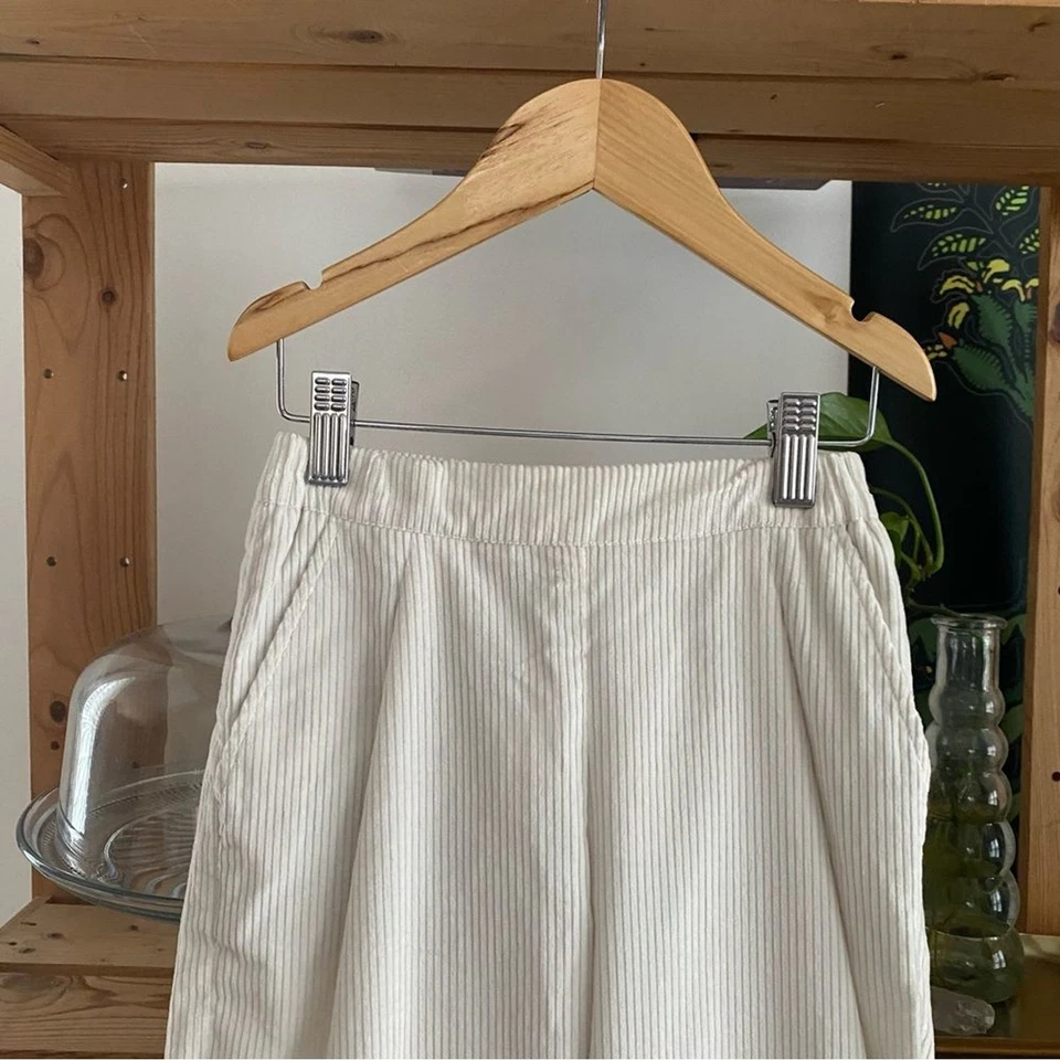 Brunello Cucinelli Kids Cream White Ribbed Wide Leg Corduroy Trousers Pants - Image 4 of 4