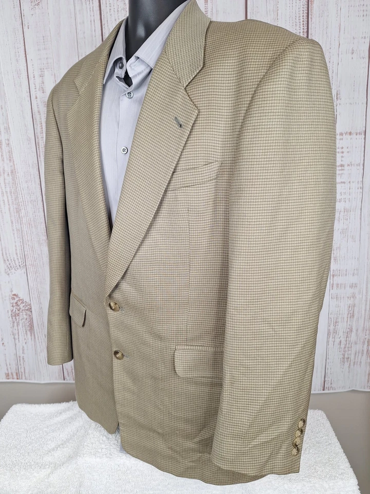 Gianfranco Ruffini Sport Coat Blazer Mens 42R Beige Check Wool Ventless - Image 4 of 4