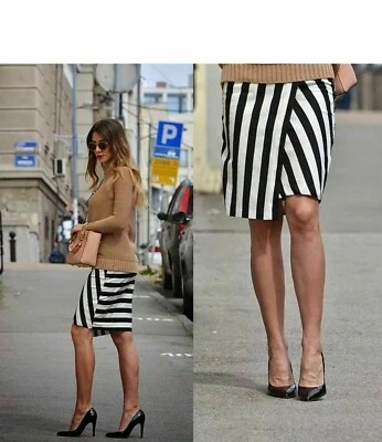 Jupe Zara Enroulée Rayée Taille XS S - Photo 1/4