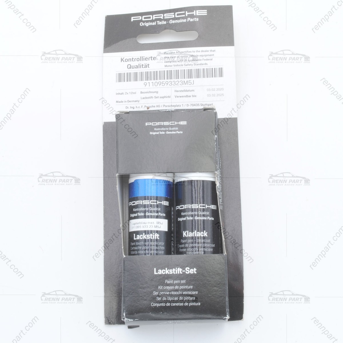 Peinture Voiture 2K Porsche RS Bleu Mat - Lot De 7 Litres Acrylique Sans Vernis - Neuf Allemagne