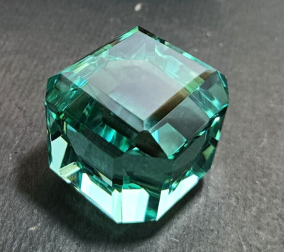 GIE Certified Natural 400 Ct Brazilian Green Topaz Cube Cut Loose Gemstone