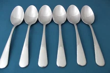 6 Place Oval Soup Spoons Reed & Barton RIVER 18/10 Stainless China 7 1/8"