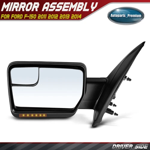 Driver Textured Powered Heated Mirror w/ Signal Light for Ford F-150 2011-2014