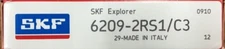 6209-2RS1 C3 SKF Single Row, Deep Grove, Ball Bearing 45x85x19 (mm)